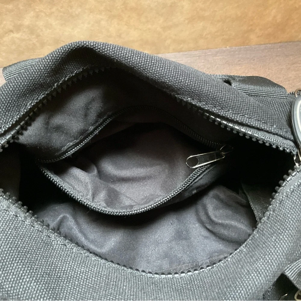 Von Dutch Y2K Black and White Duffel Bag Mini Crossbody Cylinder round tote - Picture 12 of 13